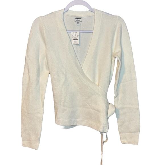 J.Crew Ivory Wrap Sweater XS NWT | Side Tie V-Neck Extra Soft Knit - Picture 2 of 5